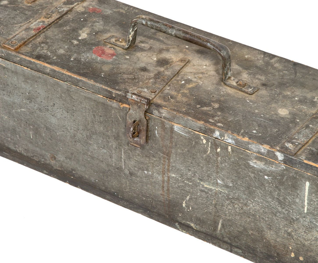 original early 20th century weathered and worn vintage american industrial pipefitters toolbox