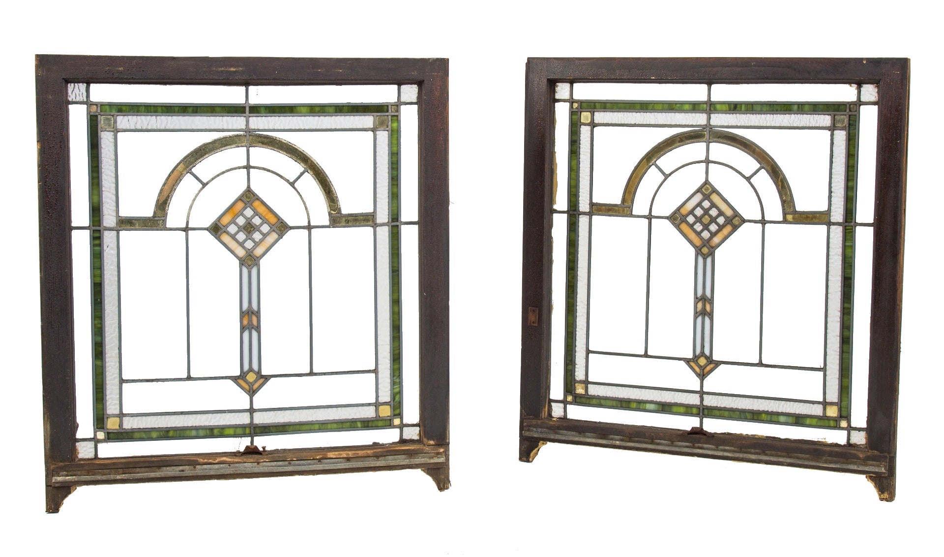 two matching highly desirable antique american salvaged chicago bungalow residential windows with