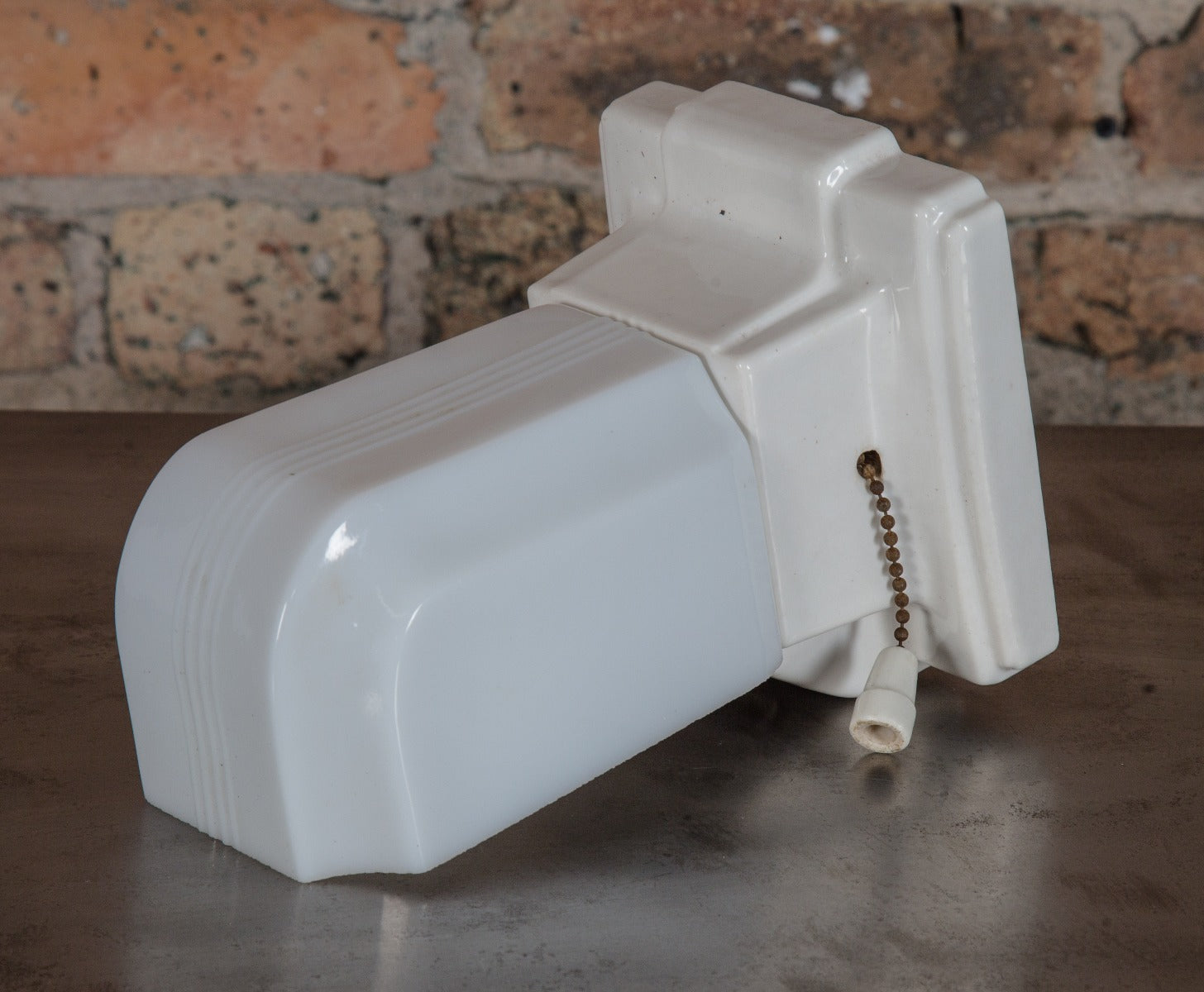 one of three nearly identical vitreous enameled "alabax" cook county hospital art deco streamlined wall sconce