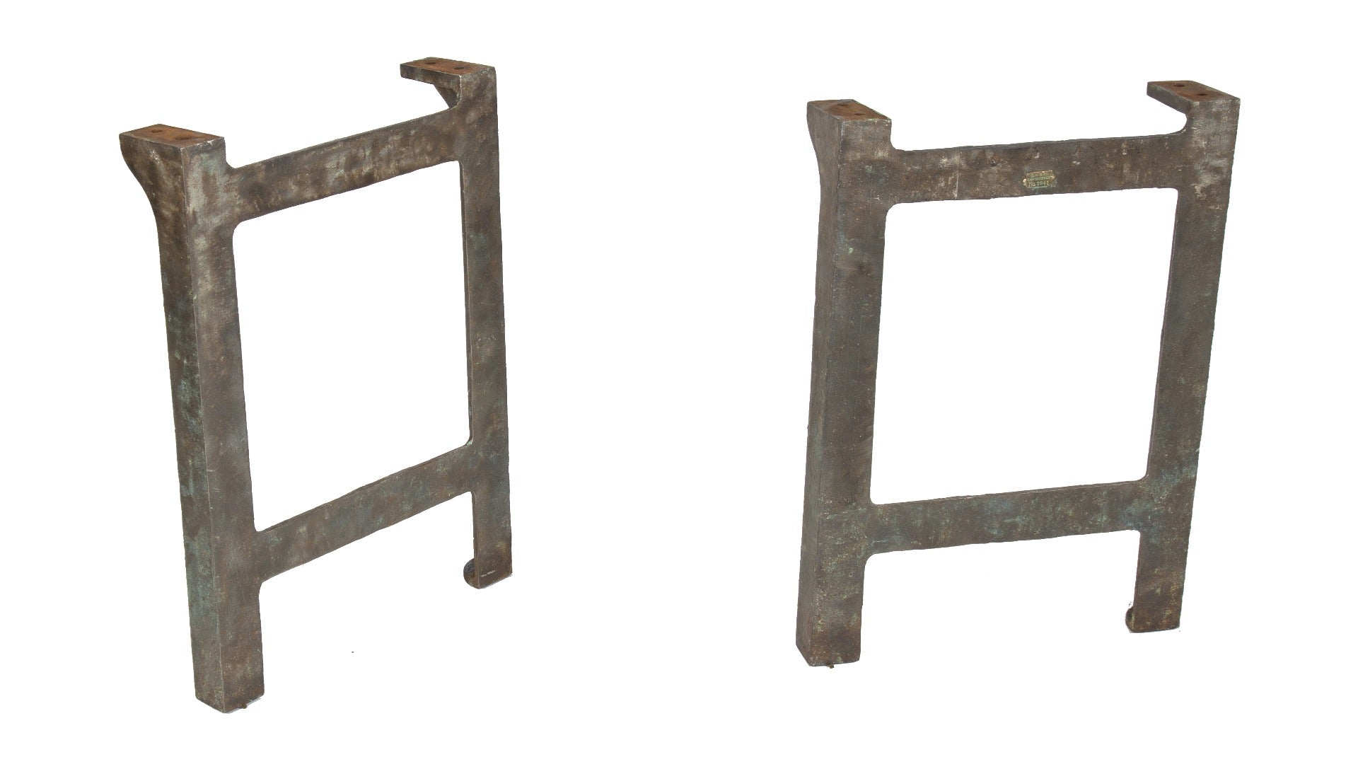 original late 19th or early 20th century refinished cast iron factory machine shop w.a. jones company workbench legs