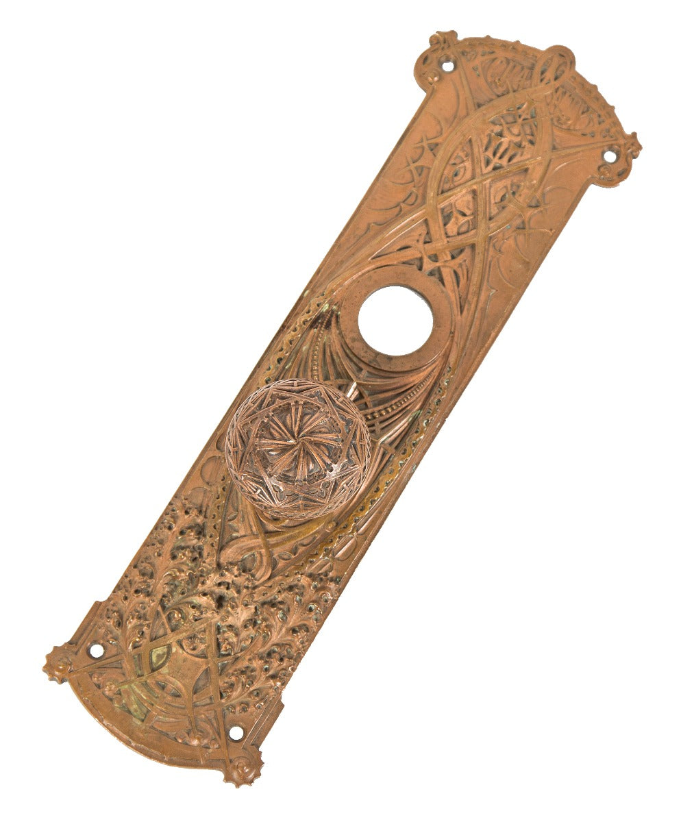 one of two matching rare louis sullivan-designed 1896 guaranty building lobby level cast bronze office door hardware