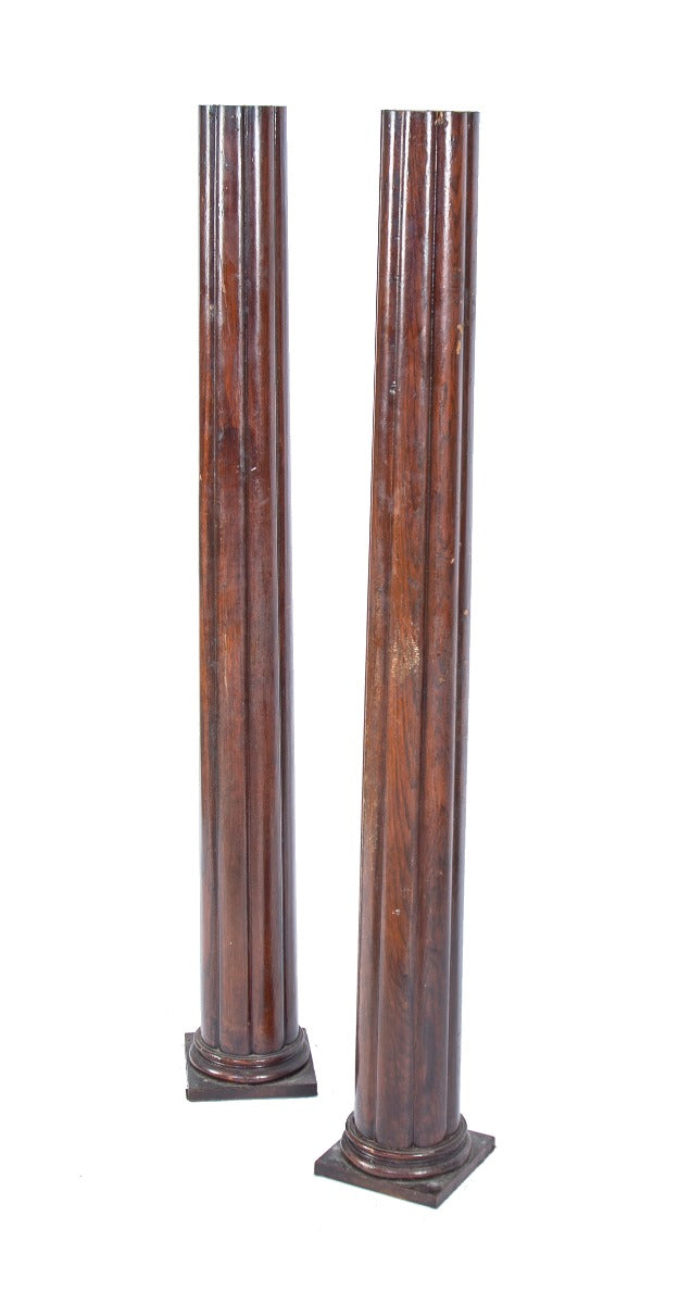 pair of original 19th century salvaged chicago interior residential varnished oak wood room divider columns