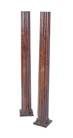 pair of original 19th century salvaged chicago interior residential varnished oak wood room divider columns