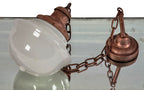 original early 20th century salvaged chicago reliance building interior office pendant light fixture with "schoolhouse" globe