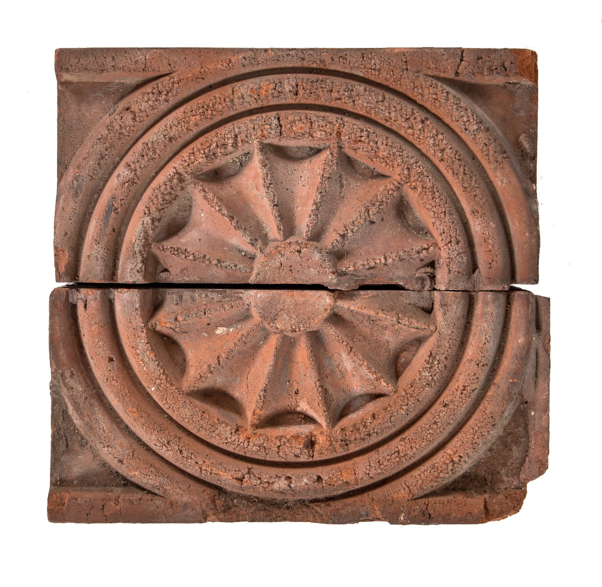 one of several 19th century salvaged chicago anderson pressed brick "sunburst" pattern residential blocks