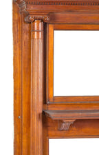 incredible 19th century salvaged chicago solid cherry wood victorian-era fireplace mantel with original beveled mirror and stained finish
