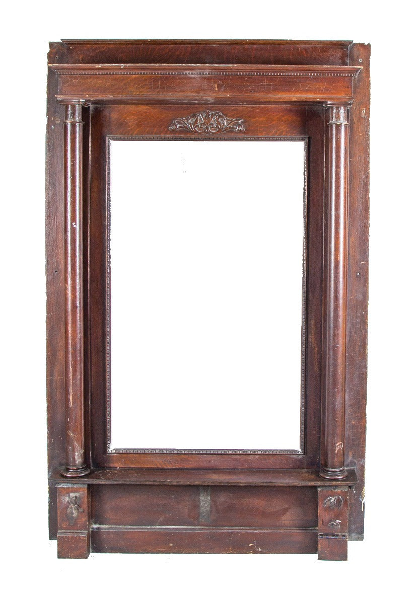 incredible oversized 19th century salvaged chicago quartered oak wood interior residential console or pier mirror