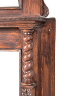 impressive original 19th century st. louis mansion fireplace mantel with twisted oak wood columns and grotesque