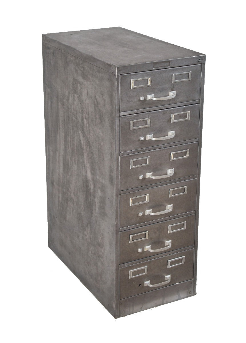 completely refinished vintage american industrial 1950's brushed metal heavy duty filing cabinet