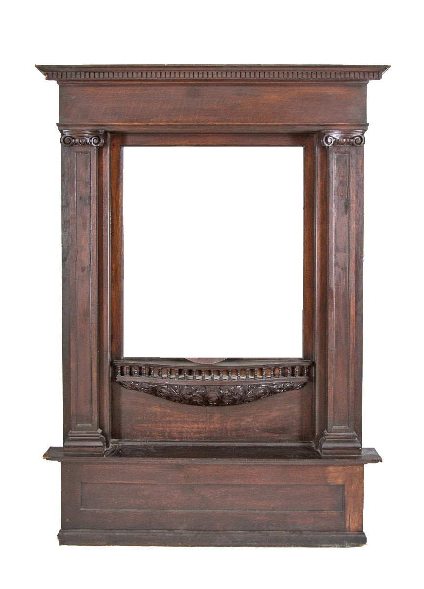 19th century antique american carved oak wood oversized pier mirror or console salvaged from st. louis mansion