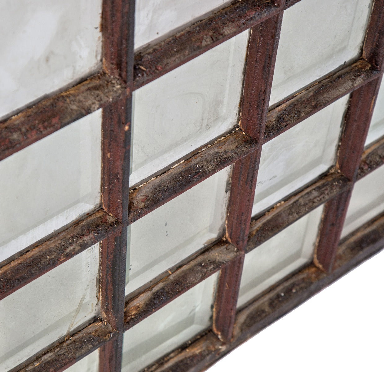 unusual oversized 19th century salvaged chicago interior residential lunette transom window with clear beveled edge panels