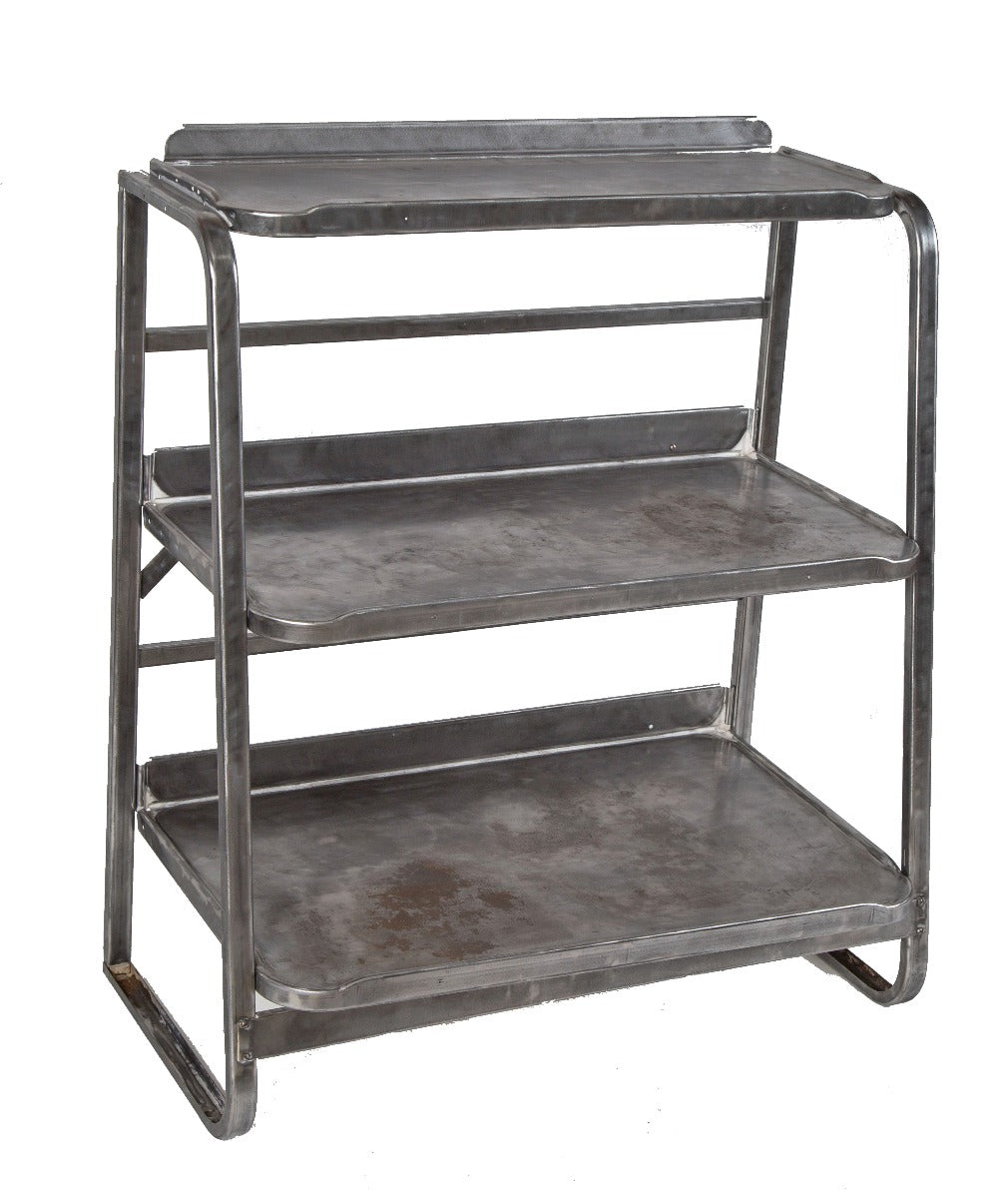 refinished brushed metal salvaged chicago vintage salvaged chicago filling station three-tier oil can display rack