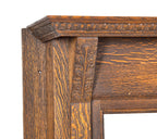 one of two matching early 20th century salvaged chicago quartered oak wood fireplace mantel with ornamented corbels