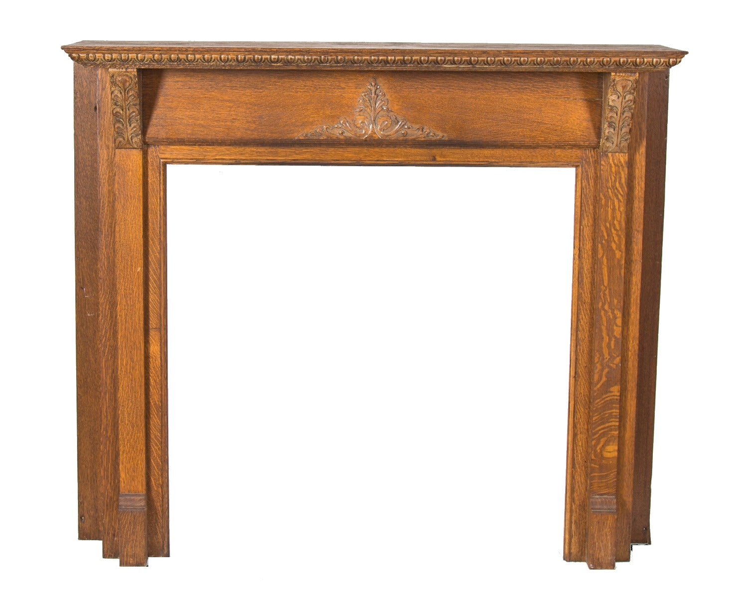 early 20th century antique american salvaged chicago victorian-era carved oak wood interior residential fireplace mantel