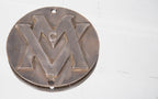 c. 1922 historically important monogrammed theater cast iron seat plaque removed from the non-extant mcvickers theater prior to demolition in 1985