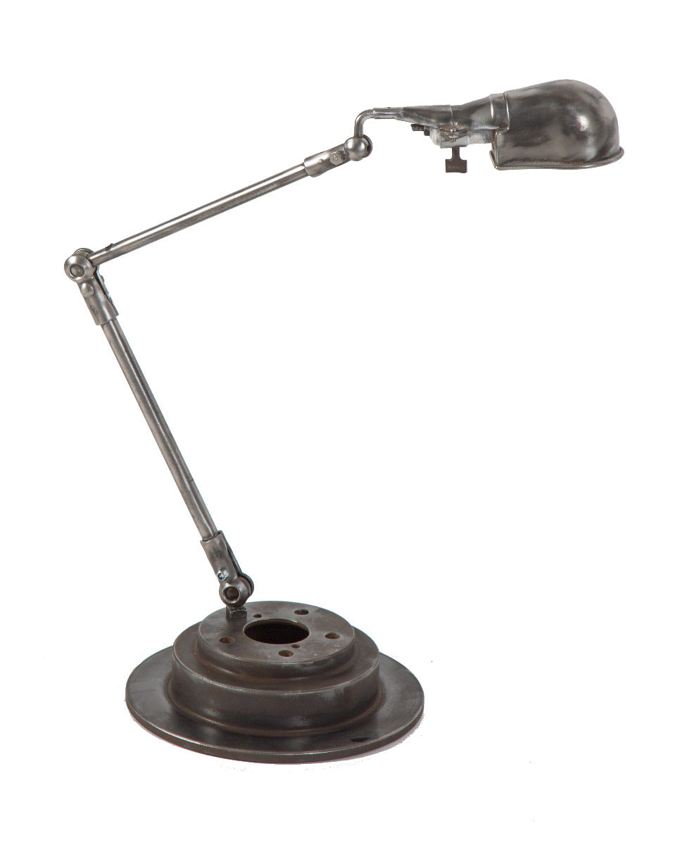 fully adjustable vintage american industrial brushed metal triple-jointed fostoria articulating table lamp