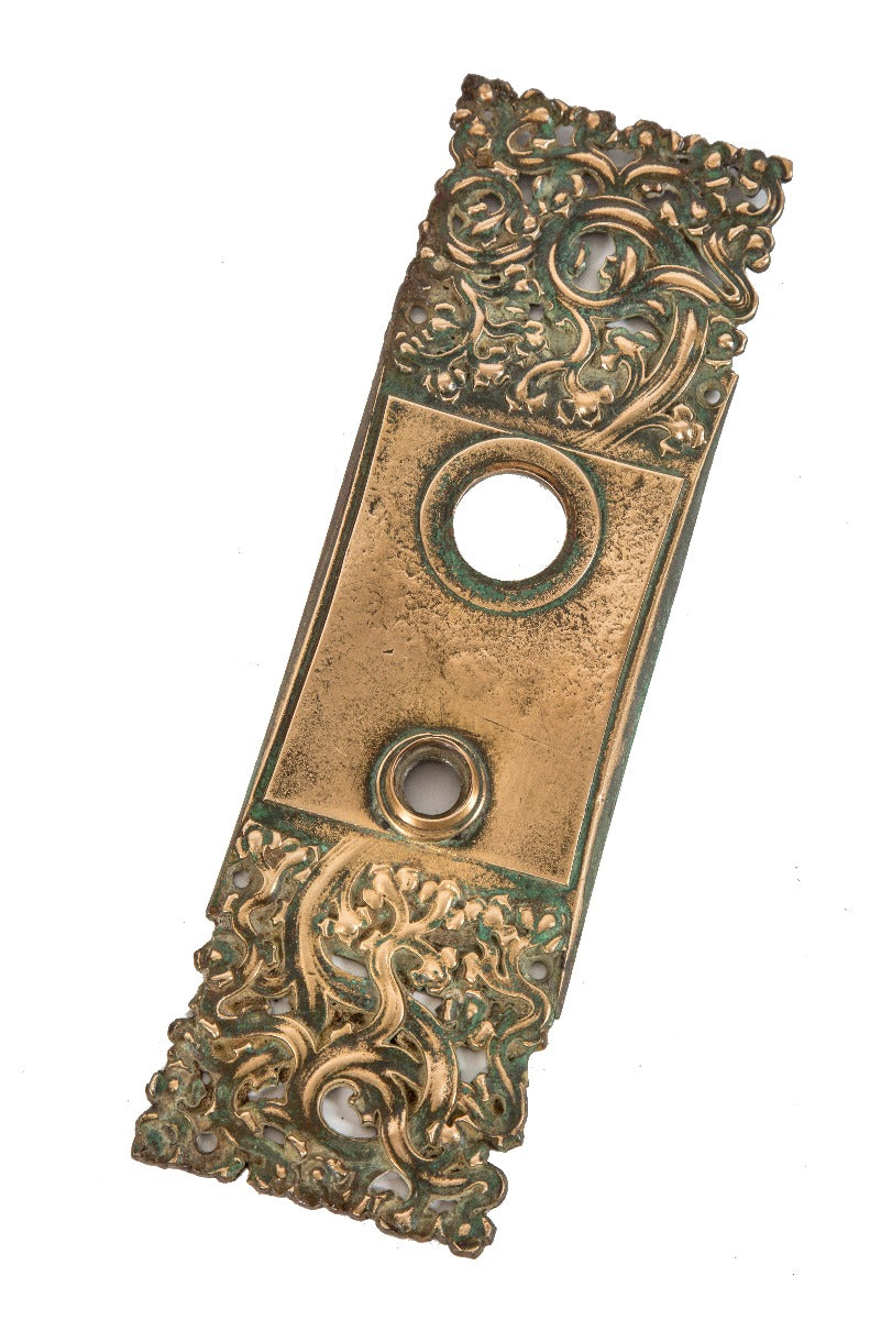 late 19th century oversized cast bronze richardsonian romanesque style salvaged chicago entrance door backplate