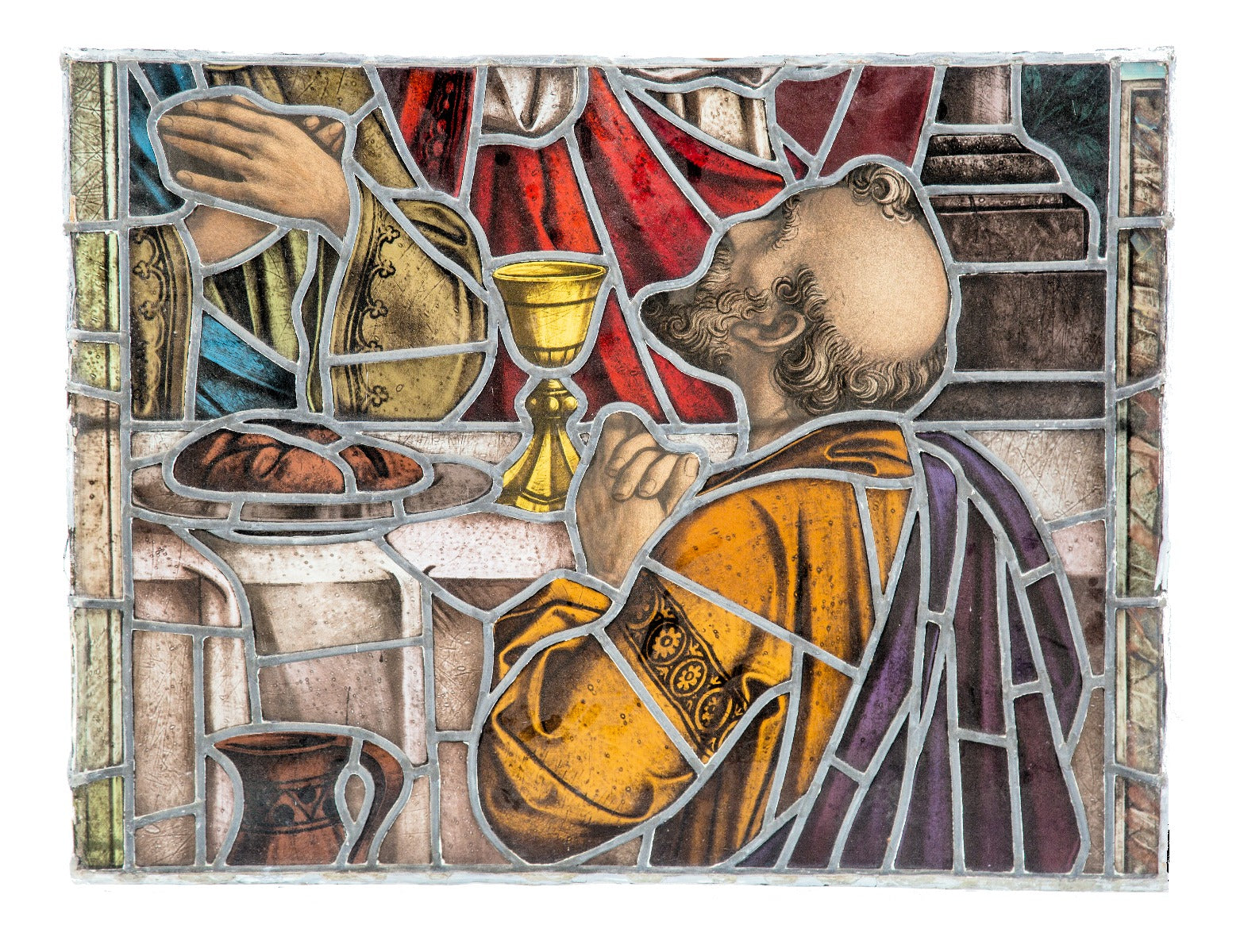 original c. 1920's salvaged milwaukee f.z. zettler-designed "munich style" german stained glass window panel