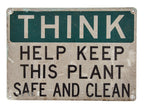 c. 1930's american vintage industrial salvaged chicago single-sided "keep this plant clean" think sign