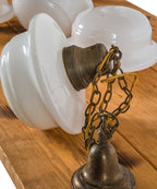 one of several all original early 20th century "schoolhouse" style single bulb pendant lights salvaged from a chicago public school
