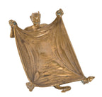 hard to find original nicely aged cast brass satyr victorian calling card tray with nicely aged patina