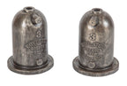 matching pair of original early 20th century american industrial no. 3 brushed cast iron boylston steam pipe grease traps with deeply embossed lettering