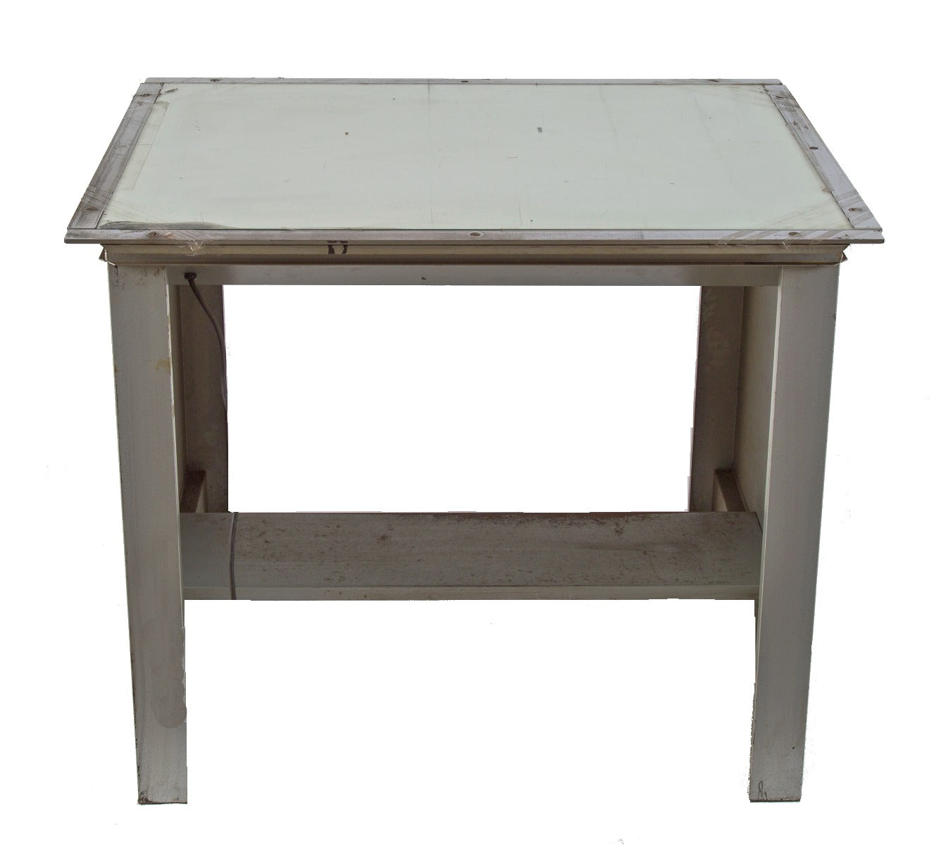 fully functional c. 1950's antique american industrial oversized freestanding salvaged chicago light table with glass top