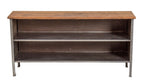 completely refinished vintage american industrial long and narrow brushed metal side table or console