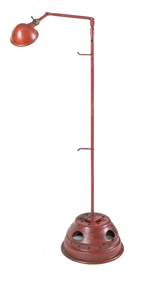 unique custom-built freestanding salvaged chicago factory machine shop articulating arm floor or task lamp