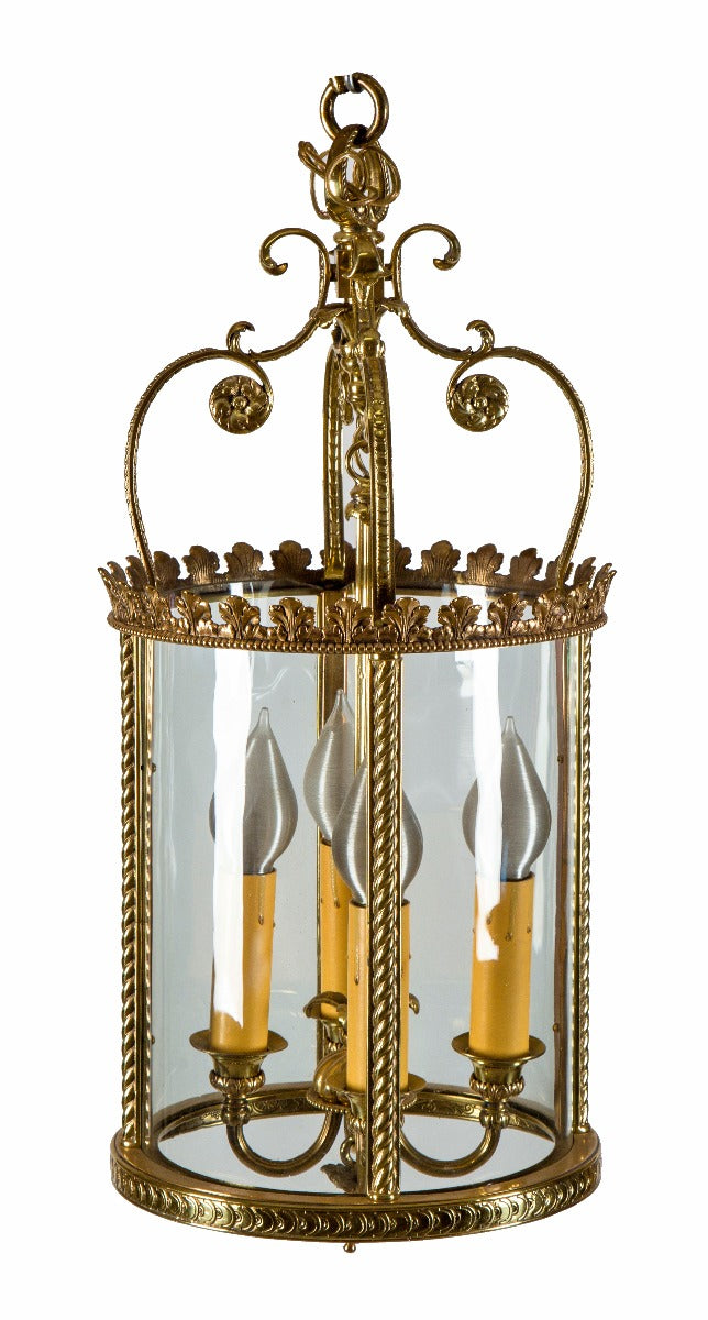oversized early 20th century antique american northshore chicago mansion cylindrical-shaped hallway pedant light