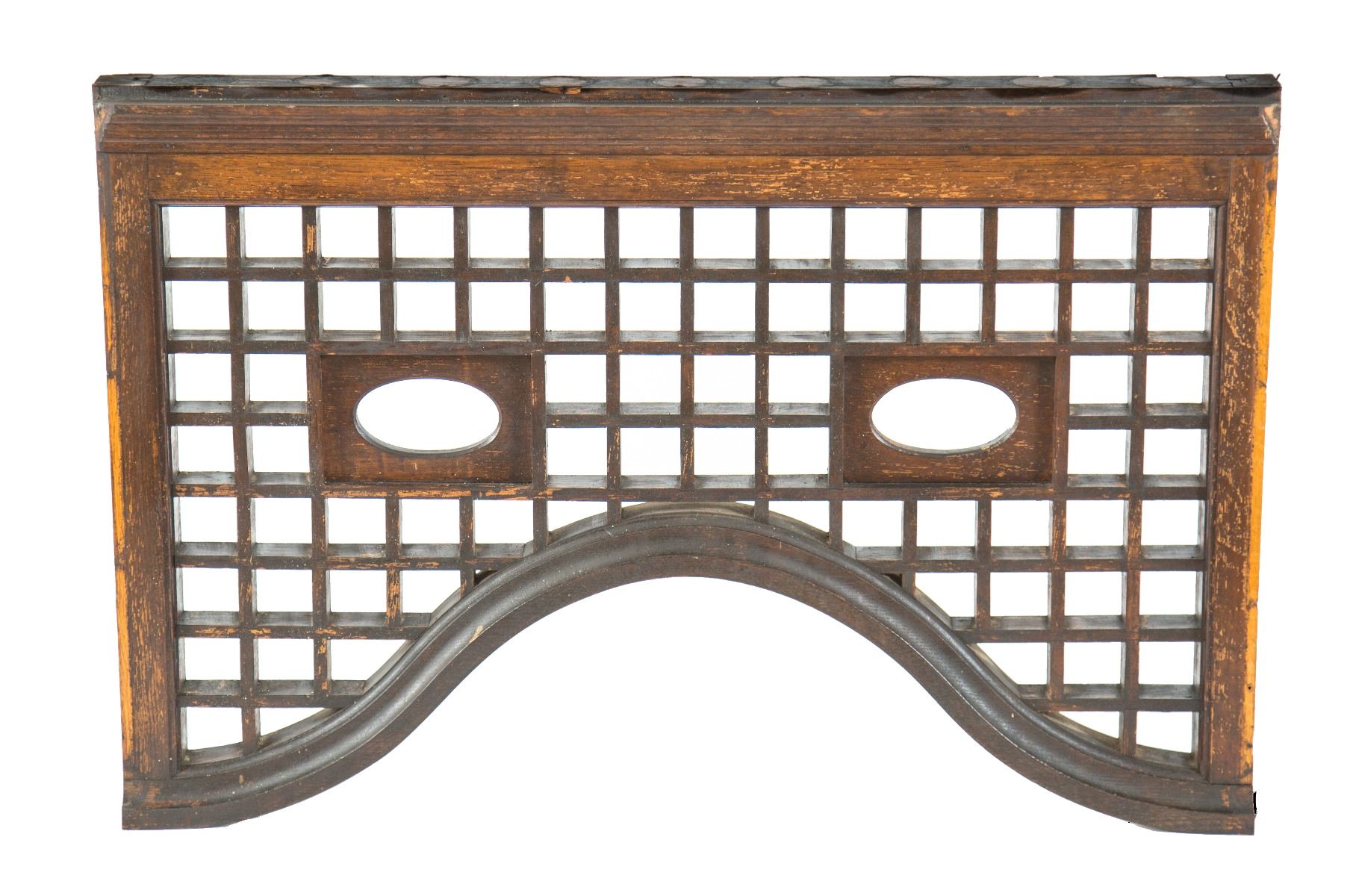 Solidly-built 19th century american victorian-era interior residential salvaged chicago oak wood fretwork panel