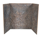 rare original three-sided c. 1880's salvaged chicago interior residential ornamental cast iron figural fireplace fireback