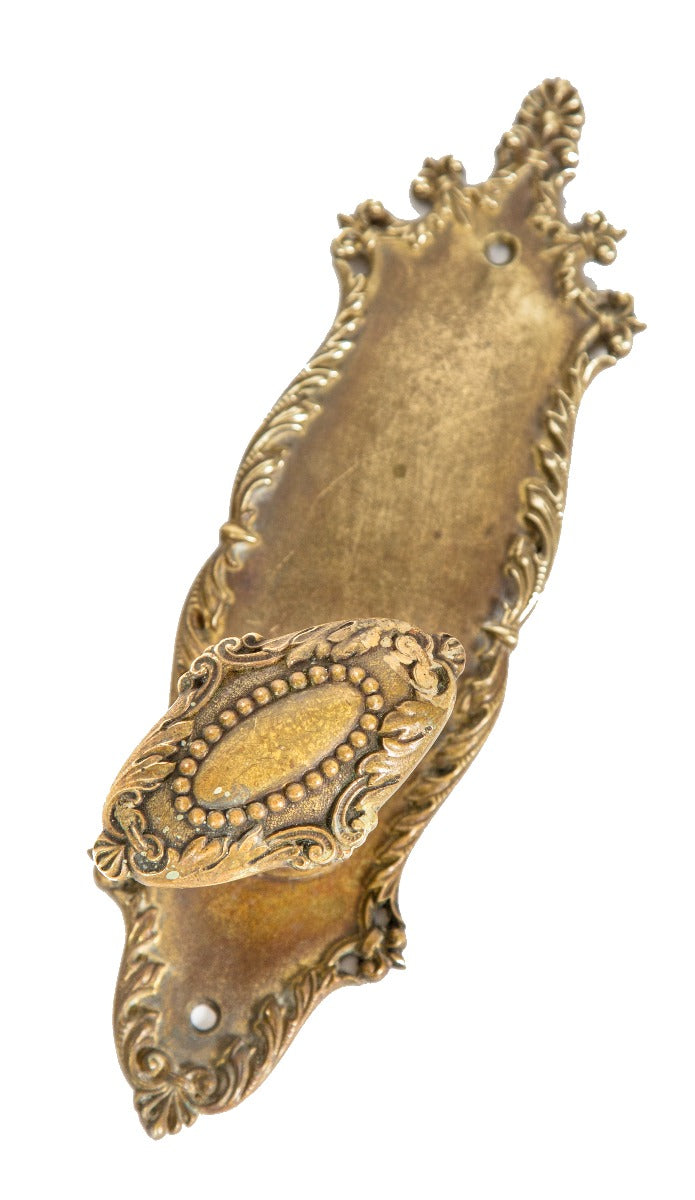 excqusite late 19th century antique american ornamental cast bronze "campania" pattern residential passage door hardware