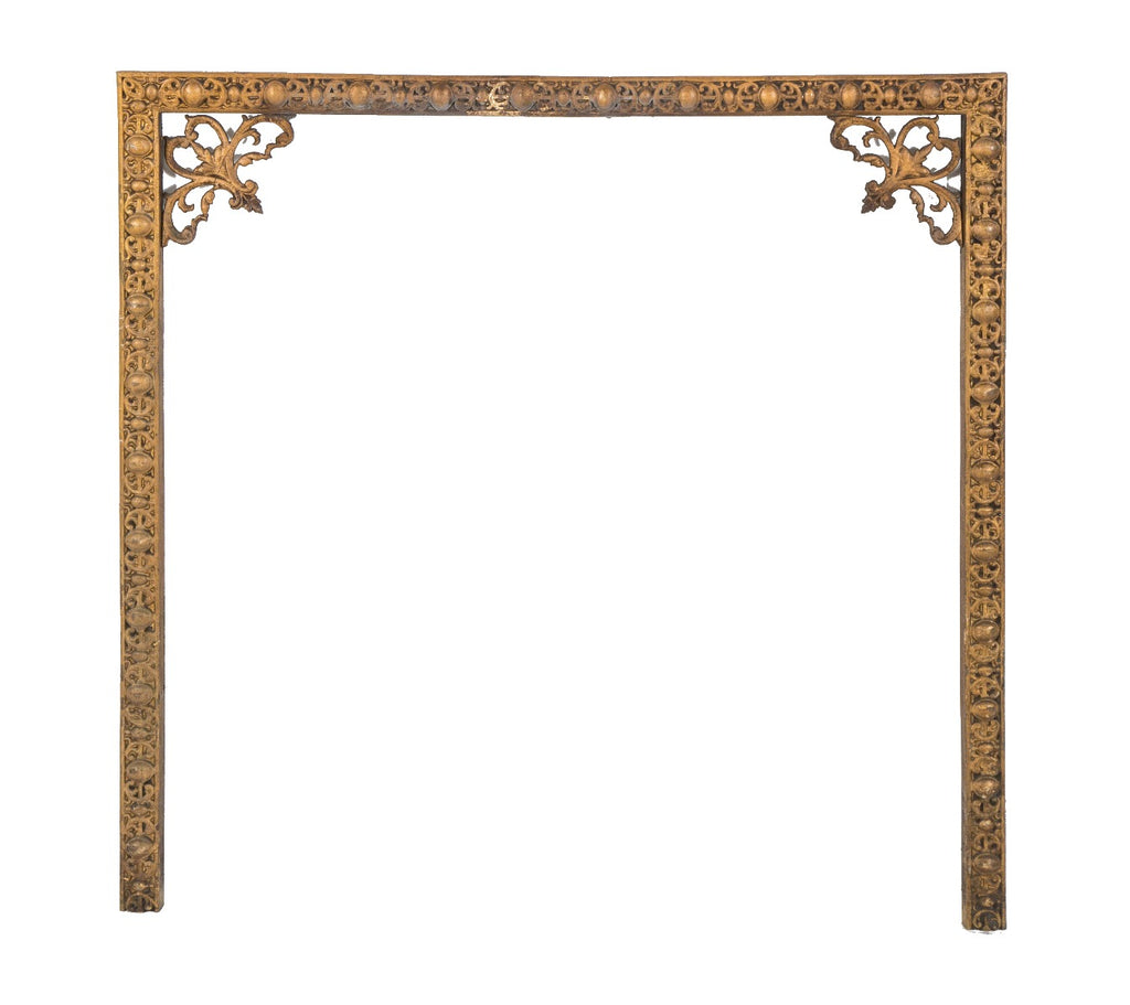 19th century salvaged chicago victorian-era interior residential ornamental cast brass fireplace surround