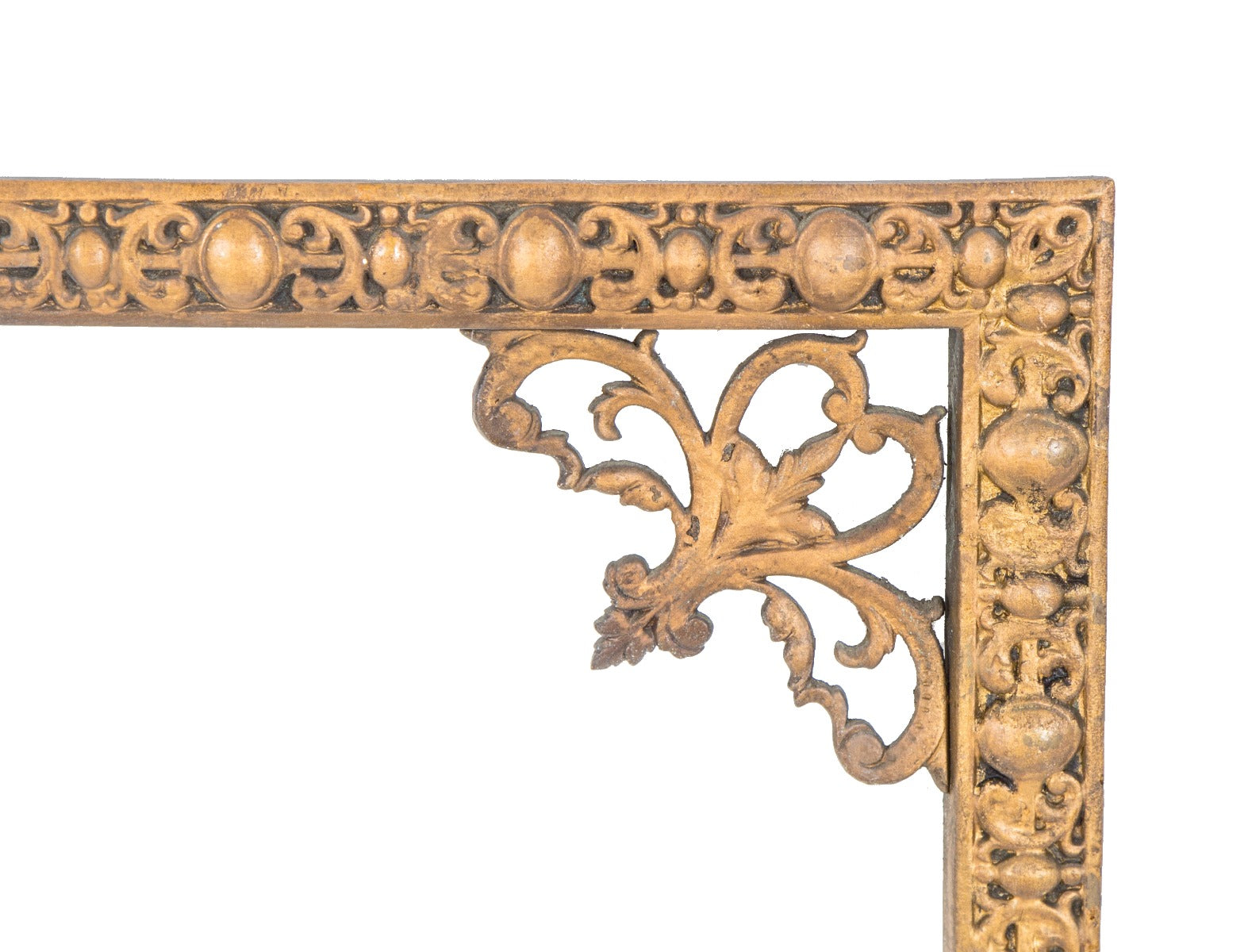 19th century salvaged chicago victorian-era interior residential ornamental cast brass fireplace surround