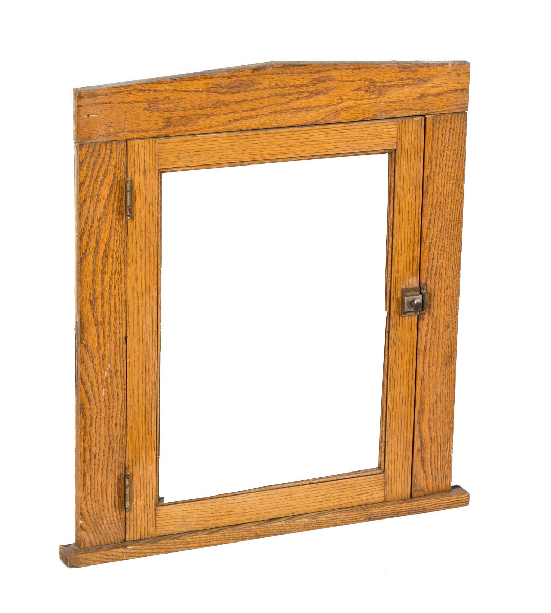 early 20th century antique american interior residential lavatory varnished oak wood medicine cabinet with original hardware