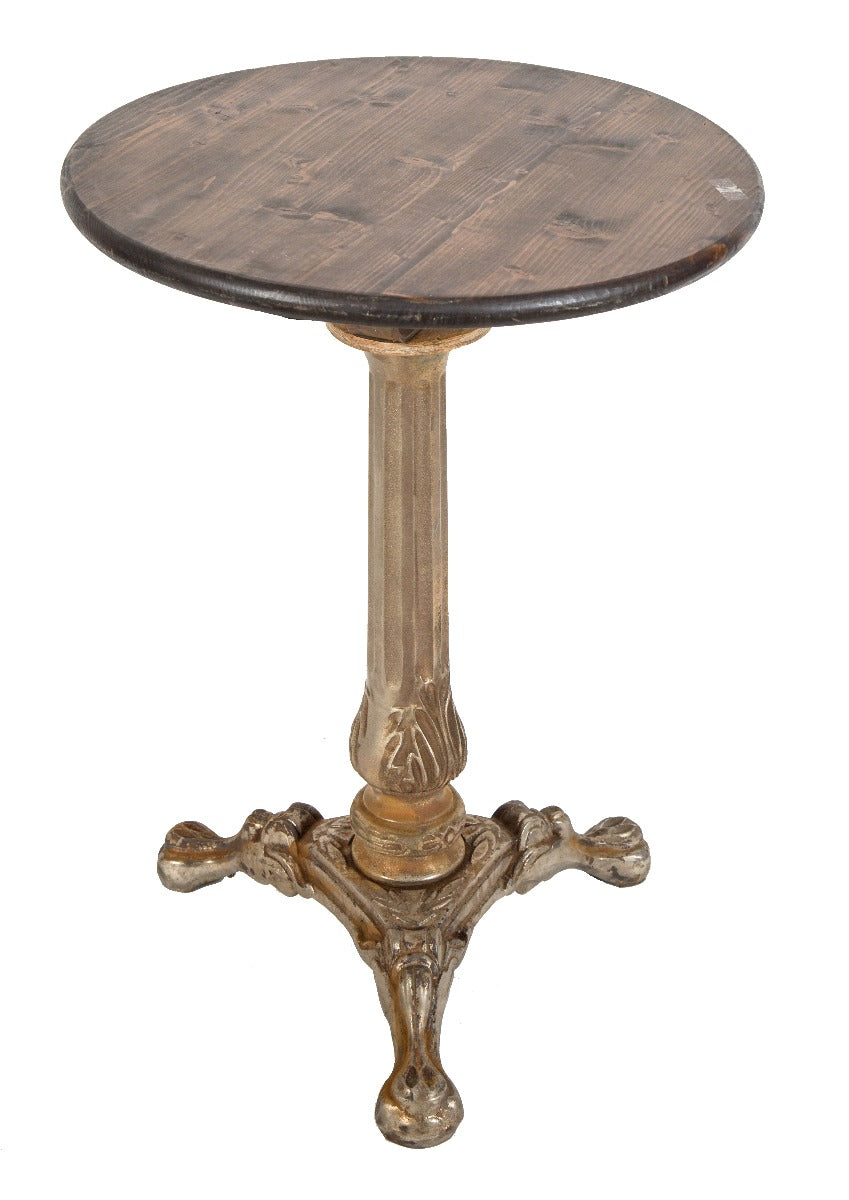 late 19th or early 20th century antique american nickel-plated ornamental cast iron three-legged saloon table and base