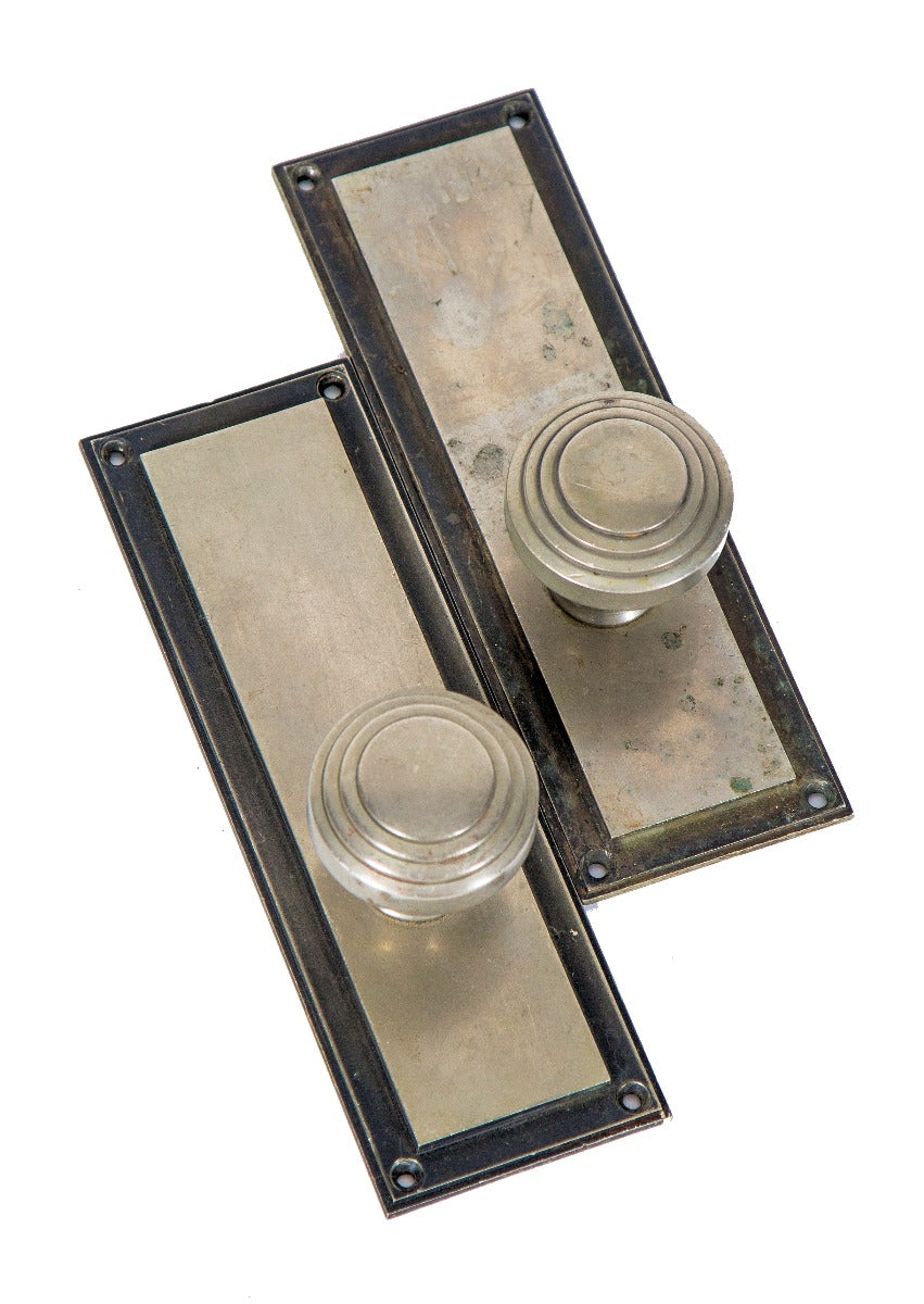 museum-quality american art deco style board of trade building interior office door hardware with nickel-plated finish