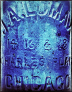 original and intact nineteenth century vibrant electric blue hutchinson shaped bottle with original patent spring stopper manufactured for chicago bottling giant j.a. lomax