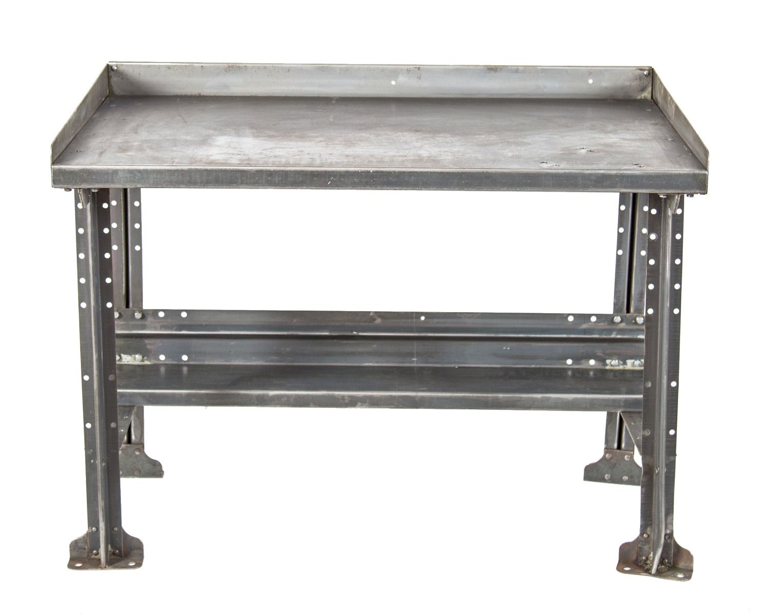 refinished brushed steel chicago transit authority workshop lyon bench with three-sided guardrail