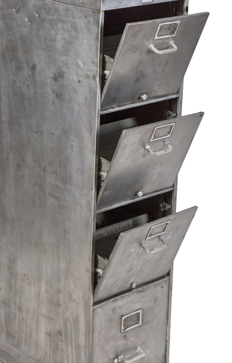 hard to find vintage american industrial salvaged chicago general fireproofing steel filing cabinet with drop-down drawers
