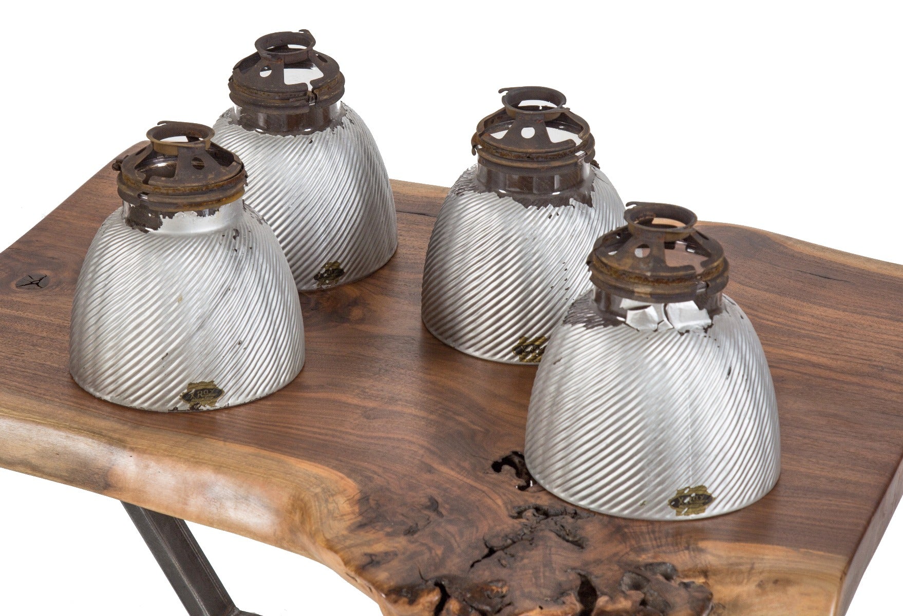 one of ten matching rare early 20th century "mercury" glass schlesinger and meyer storefront product display light reflectors