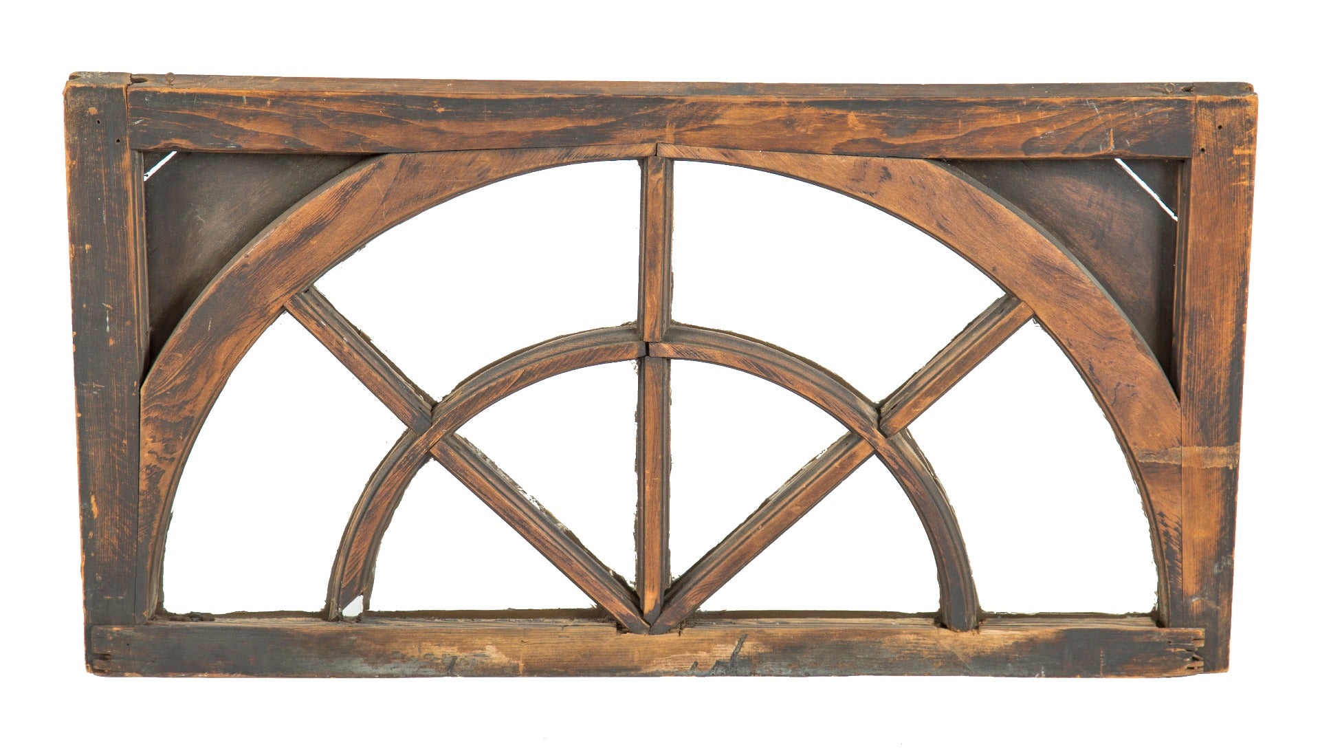 original early 20th century salvaged chicago refinished pine wood residential arch top window with wood muntins