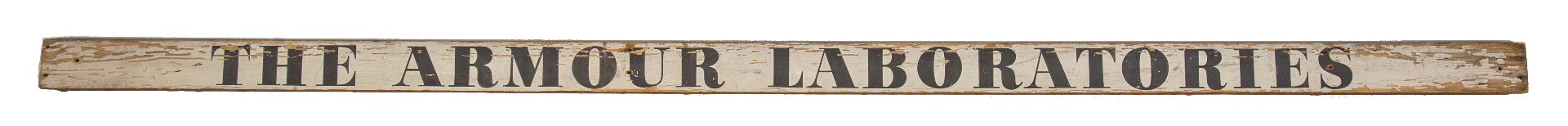 rare and historically important exterior building armour laboratories hand-painted early 20th century sign