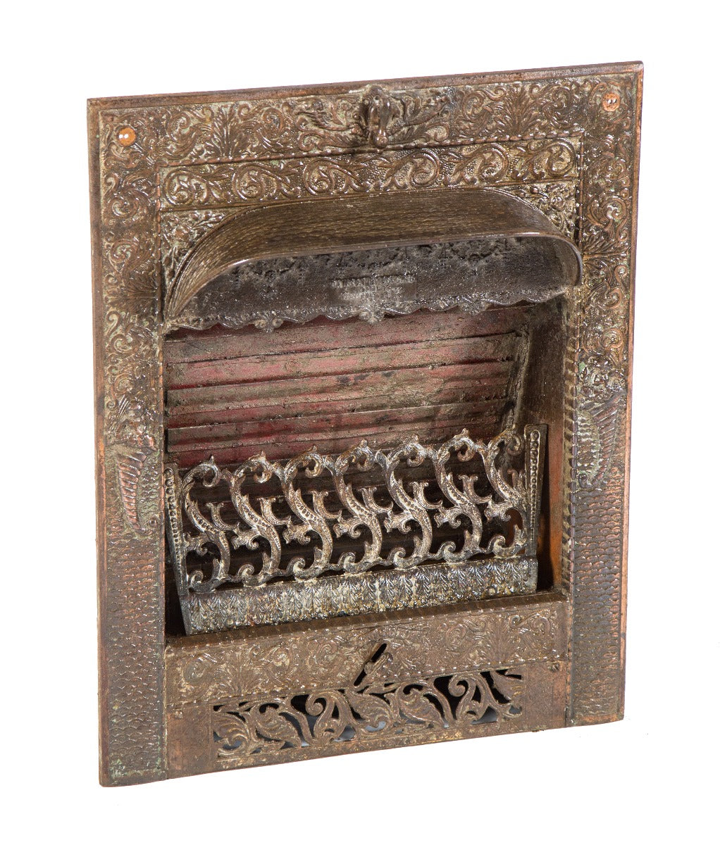 hard to find completely functional salvaged chicago ornamental cast iron dawson brothers gas insert