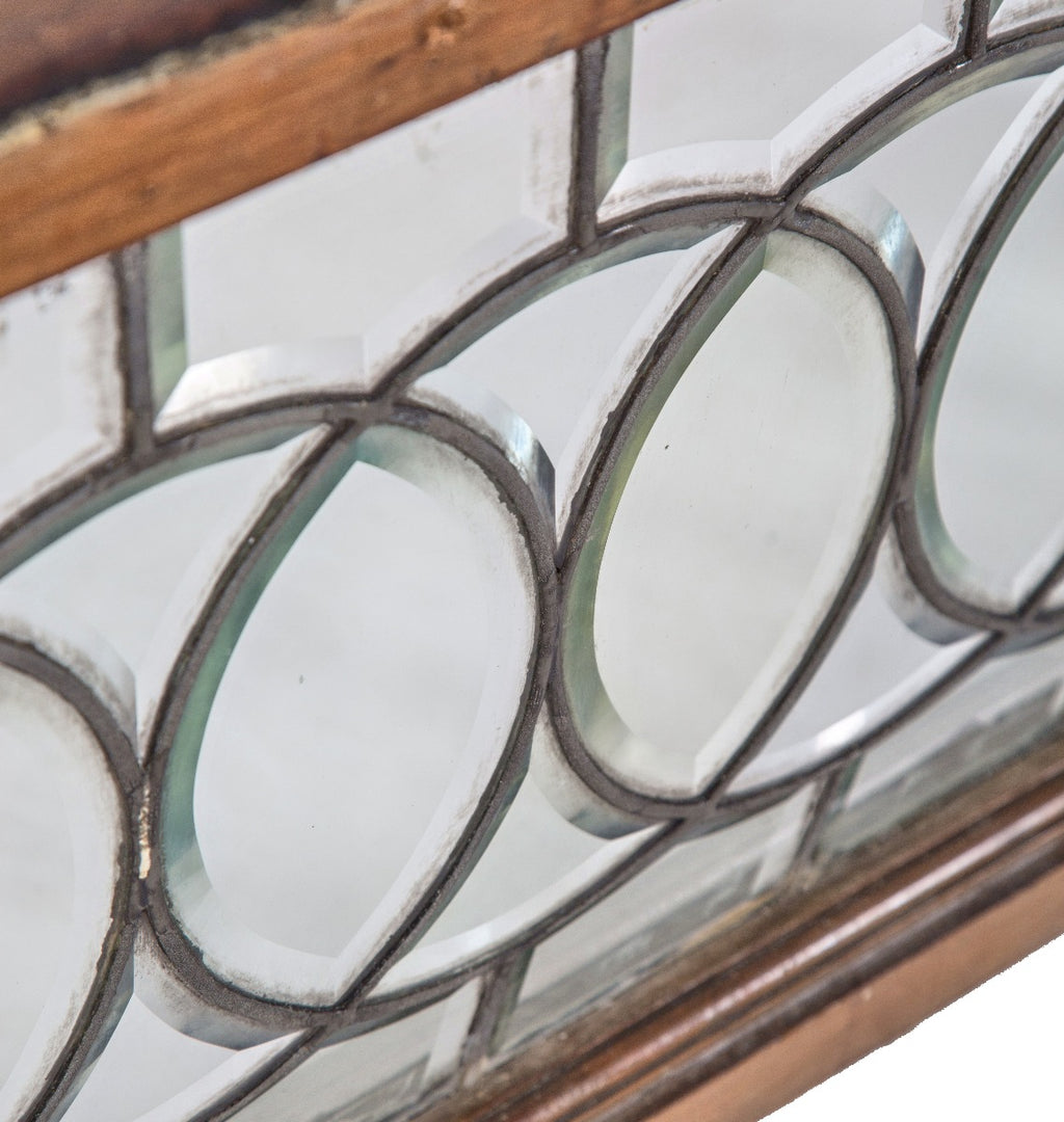 rare late 19th century strongly geometric all-beveled leaded glass residential transom window with original sash frame