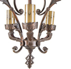 completely restored late 1920's art deco moe bridges three-light residential ceiling fixture with original canopy and finial