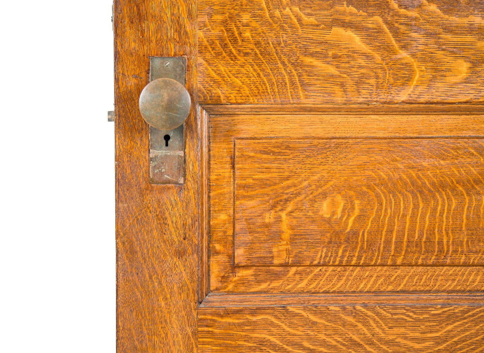 late 19th or early 20th century antique american salvaged chicago oak wood vestibule door with original brass hardware