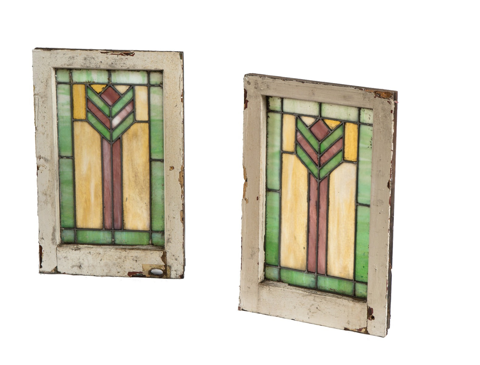original and intact early 20th century salvaged chicago interior residential foster-munger variegated glass windows