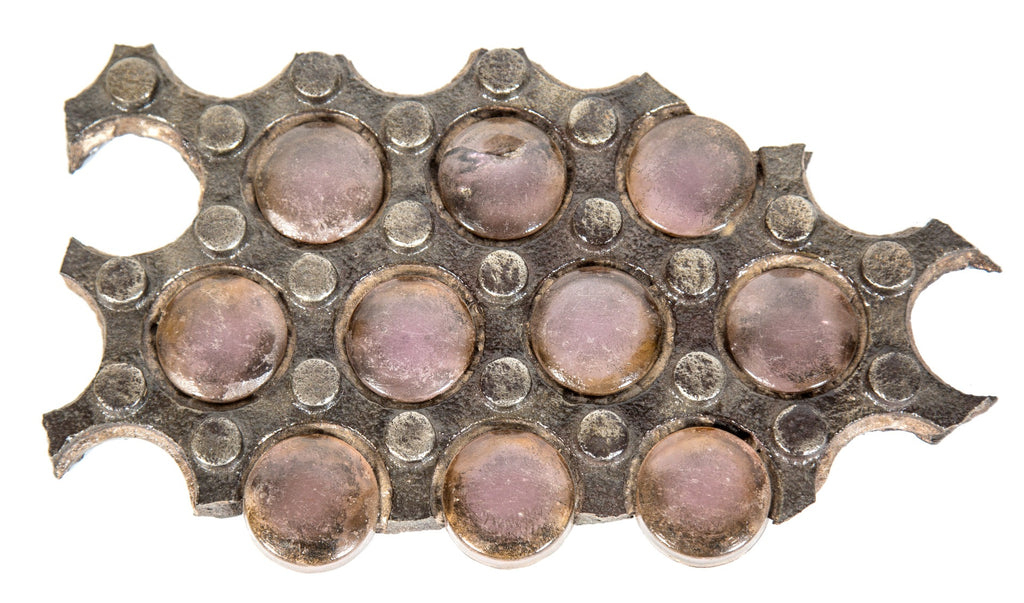 rare early 1880's salvaged chicago refinished cast iron city sidewalk vault lens panel fragments with glass rondels